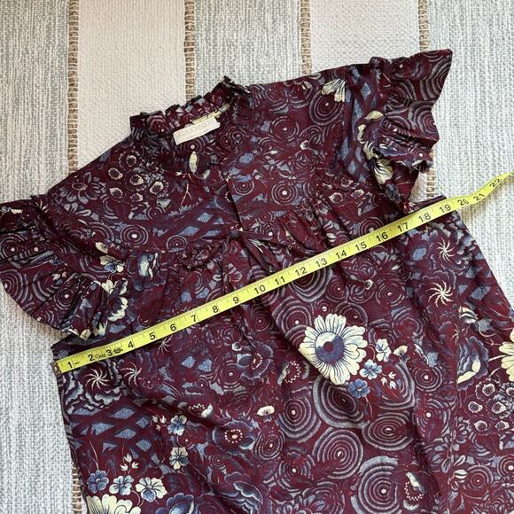 Ulla Johnson Letty Heliotrope Purple Floral Short Flutter Sleeves Blouse Size 2 - Picture 10 of 13